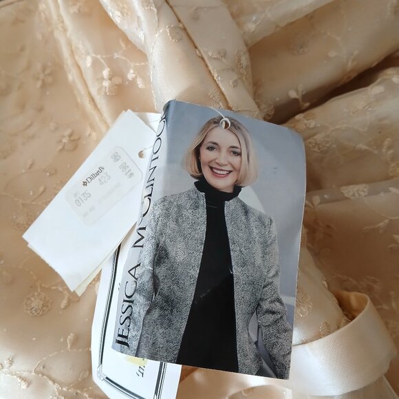 NWT Jessica McClintock Vintage Dress 14 Strapless Maxi Chiffon Peach Formal - Picture 9 of 13